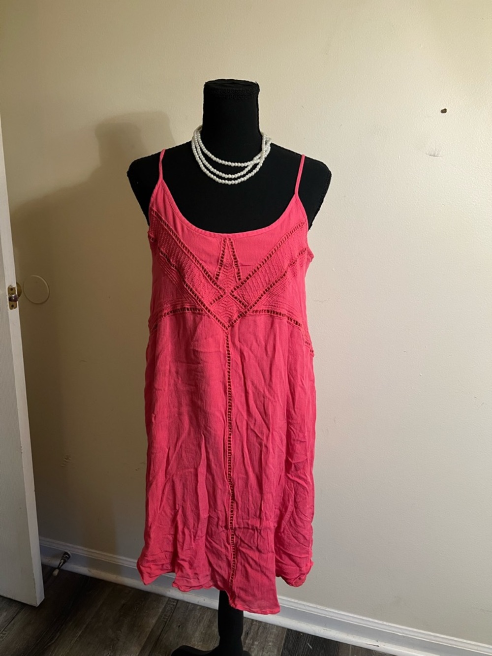 LOFT Bright Pink Spaghetti Strap Sun Dress